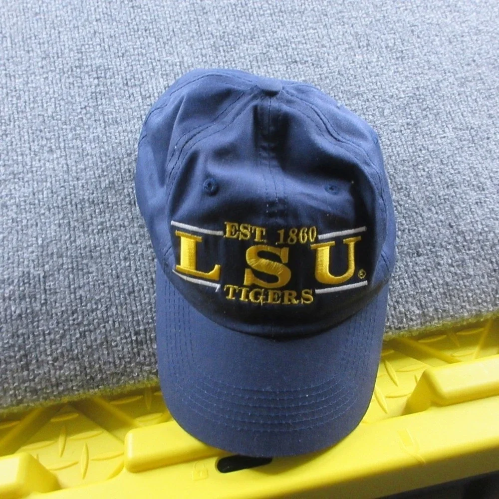 VINTAGE LSU Tigers Hat‎ Cap Snap Back Mens One Size Blue Split Bar The Game 90s